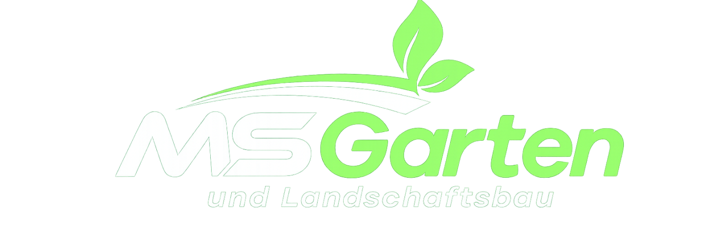 Logo von MS Garten mit grünen Blättern und Schriftzug in hellem Grün.